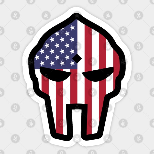 Doom mask #2: American flag Sticker by jonah block